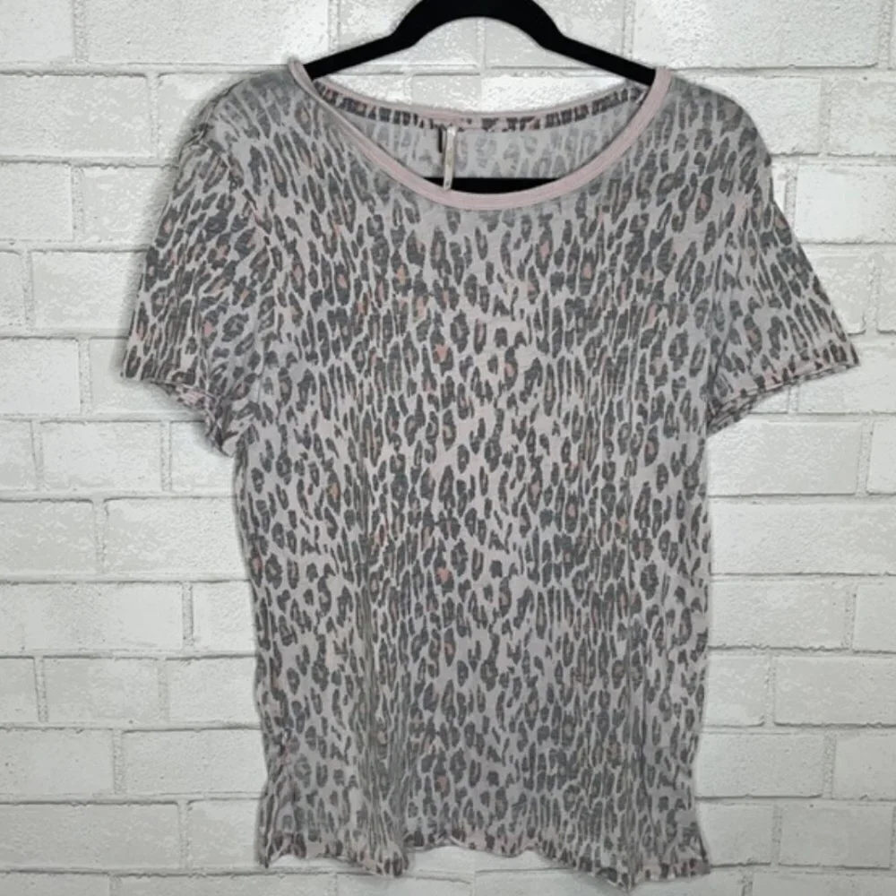 Free People Pink Cheetah Tourist Tee